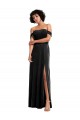Discount Off the Shoulder Drapped Sleeves Formal Stretch Velvet Bridesmaid Dress / Prom Dress
