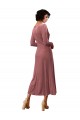 Discount Long Sleeve Velvet Faux Wrap Midi Length Bridesmaid Dress / Prom Dress