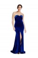 Discount Strapless Ruched Formal Velvet Bridesmaid Dress / Prom Dress with Sweep Train and Front Slit