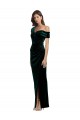 Discount Long Asymmetric Neckline Ruched Formal Velvet Bridesmaid Dress / Prom Dress