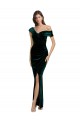 Discount Long Asymmetric Neckline Ruched Formal Velvet Bridesmaid Dress / Prom Dress