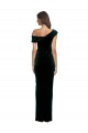 Discount Long Asymmetric Neckline Ruched Formal Velvet Bridesmaid Dress / Prom Dress