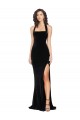 Discount Halter Neck Wide Straps Long Velvet Bridesmaid Dress / Prom Dress with Side Split