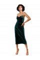 Discount Midi Cocktail Length Sleek Cowl Neckline Short Formal Velvet Bridesmaid Dress / Prom Dress