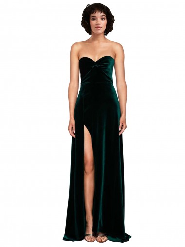 Discount Sweetheart Fluid Velvet Bridesmaid Dress / Prom Dress with High Split