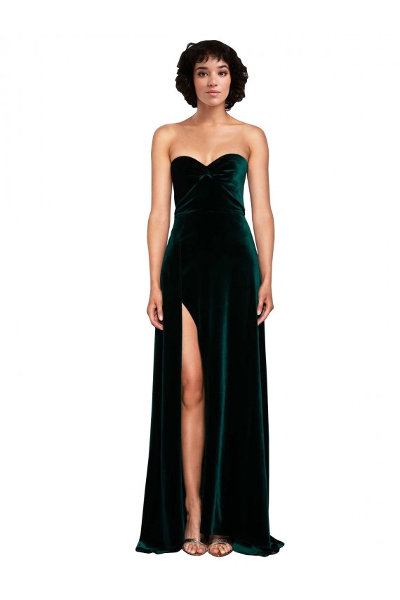 Discount Sweetheart Fluid Velvet Bridesmaid Dress / Prom Dress with High Split